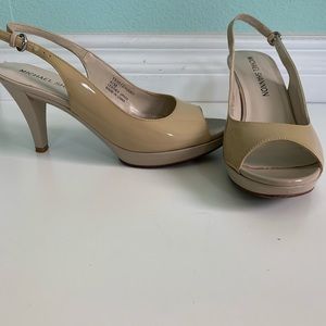 Micheal Shannon Nude Peep-Toe Heels